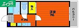 エスポアール大元 1Kの間取図画像