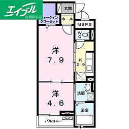ライジング・サン 1LDKの間取図画像