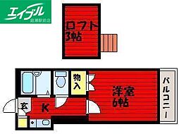 プレール庭瀬駅前 1Kの間取図画像