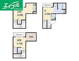 都窪郡早島町早島アパート 1SLDKの間取図画像