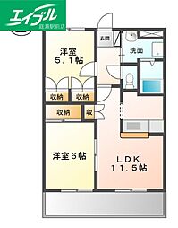 メイプルハウス 2LDKの間取図画像