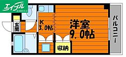 サンライズブルー 1Kの間取図画像