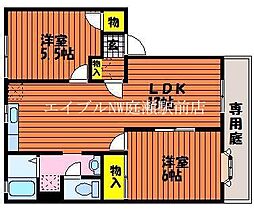 グリーンパーク西辛川Ｃ 1階2LDKの間取り