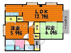 フォブールセラフィーV  ｜ 岡山県倉敷市茶屋町（賃貸アパート2LDK・2階・59.62㎡） その2