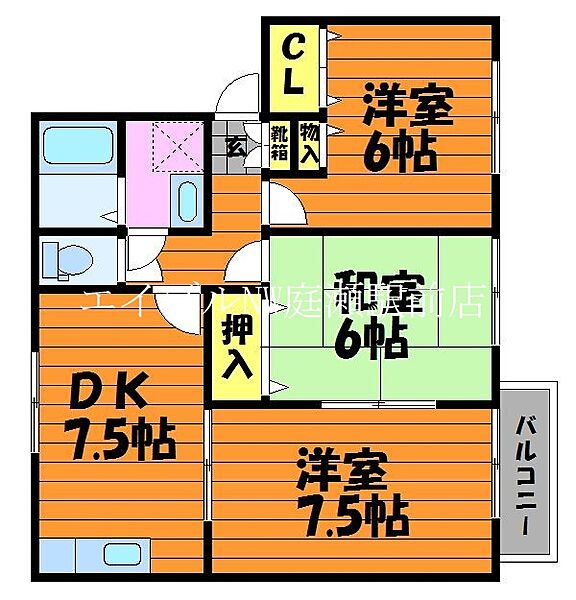 キャトルメゾン　A棟 ｜岡山県倉敷市酒津(賃貸アパート3DK・2階・59.62㎡)の写真 その2