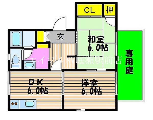 カーサつぼい　B棟 ｜岡山県倉敷市上東(賃貸アパート2DK・1階・43.84㎡)の写真 その2