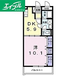 レジデンス辻が花2 1DKの間取図画像