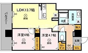 TWIN TOWERS Selina  ｜ 岡山県岡山市北区表町3丁目（賃貸マンション2LDK・11階・60.55㎡） その2