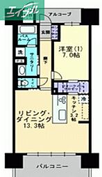 アルファステイツ大学病院通り 1LDKの間取図画像