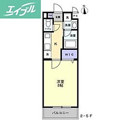 ミモザヒルズ岡山医大南 1Kの間取図画像