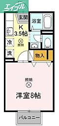 メゾンたちばなA 1Kの間取図画像