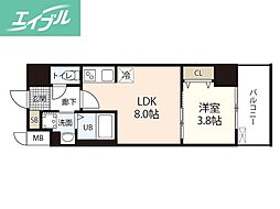 S-RESIDENCE表町 1LDKの間取図画像