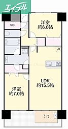 ロイヤルガーデンシティ桑田町 2LDKの間取図画像