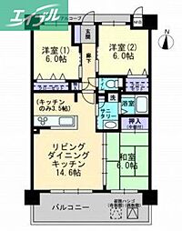 アルファライフ岡山駅南 3LDKの間取図画像