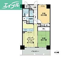 ライオンズマンション岡山南 2LDKの間取図画像