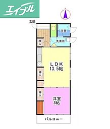NK内山下コータース 1LDKの間取図画像