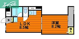 大学町マンション 1LDKの間取図画像