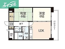 アンブシュール京橋 2LDKの間取図画像