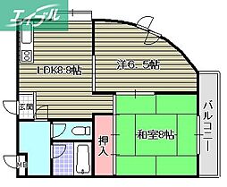 パークサイド幸町 2LDKの間取図画像