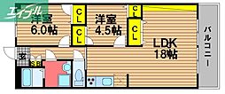 エバーグリーン東古松 2LDKの間取図画像