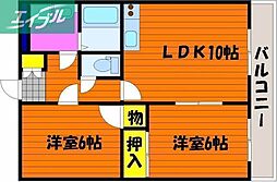ピュアステージイタノ 2LDKの間取図画像