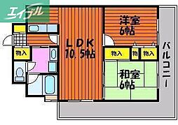 ライオンズマンション岡山南 2LDKの間取図画像