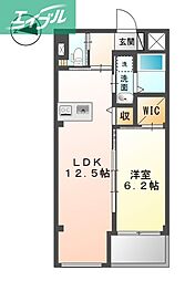 ブリエロッシュU 1LDKの間取図画像