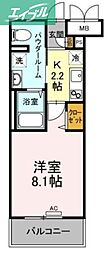 FORESTA岡山医大南 1Kの間取図画像