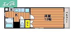 フォレスト東古松 1Kの間取図画像