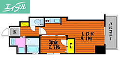 パークグランデ蕃山 1LDKの間取図画像