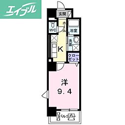 グランツコート 1Kの間取図画像