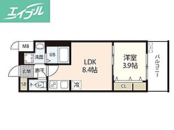 S-RESIDENCE表町 1LDKの間取図画像