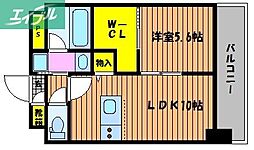 N・O医大南 1LDKの間取図画像