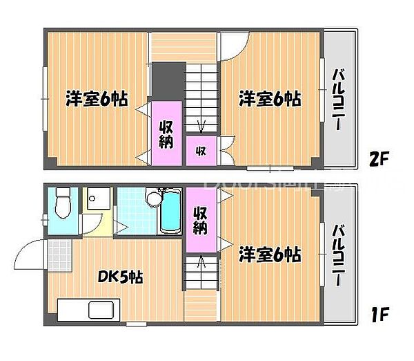 岡山県岡山市北区辰巳(賃貸アパート3DK・2階・51.84㎡)の写真 その2