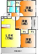 岡山県岡山市北区津島新野2丁目7-10（賃貸マンション3LDK・3階・76.46㎡） その2