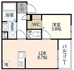 REGALE 船頭町 1LDKの間取図画像