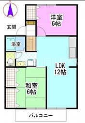 ファミール武市B 2LDKの間取図画像