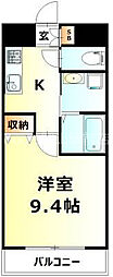 ノーブルハイム岡山 1Kの間取図画像