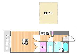 フラワーパレス下中野 1Kの間取図画像