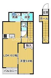 シェルメール庭瀬 1LDKの間取図画像