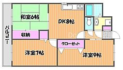 はなはうす門田 3DKの間取図画像