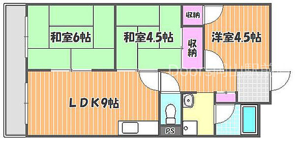 岡山県岡山市中区清水1丁目(賃貸マンション3LDK・1階・60.50㎡)の写真 その2