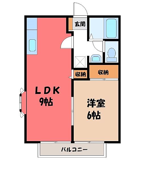 サンガーデン都賀 ｜栃木県栃木市都賀町合戦場(賃貸アパート1LDK・2階・40.92㎡)の写真 その2