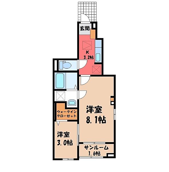 ネオ・コンフォルト ｜茨城県結城市大字結城(賃貸アパート2K・1階・36.96㎡)の写真 その2