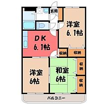 ユーミーJUKOH  ｜ 栃木県小山市東城南1丁目（賃貸マンション3DK・1階・56.45㎡） その2