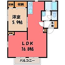 テラミパレス B  ｜ 栃木県下都賀郡野木町大字友沼（賃貸アパート1LDK・1階・50.78㎡） その2