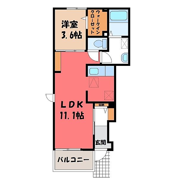 モーダ A ｜栃木県栃木市大平町富田(賃貸アパート1LDK・1階・37.81㎡)の写真 その2