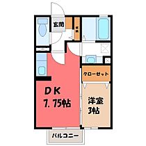 ウインドワードガーデンズ Ｅ  ｜ 栃木県小山市若木町1丁目（賃貸アパート1DK・2階・29.44㎡） その2