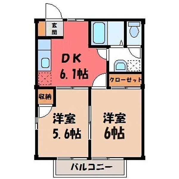 アーバンスクウェア・T ｜栃木県小山市大字羽川(賃貸アパート2DK・1階・40.04㎡)の写真 その2