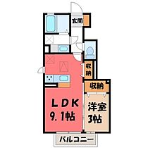 アオーラ泉 B  ｜ 栃木県栃木市箱森町（賃貸アパート1LDK・1階・32.36㎡） その2